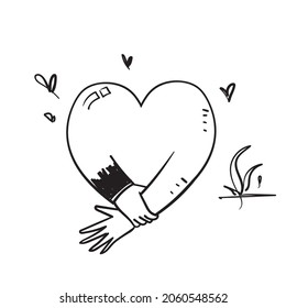 hand drawn doodle handshake love illustration vector isolated