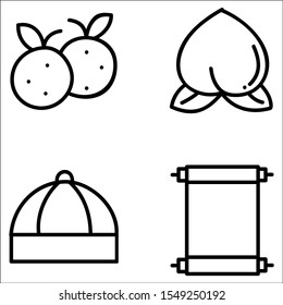 Hand drawn doodle Happy Chinese New Year icons set. Vector illustration.