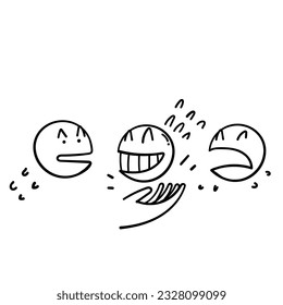 doodle dibujado a mano Feliz elección de cliente vector de ilustración emoticono