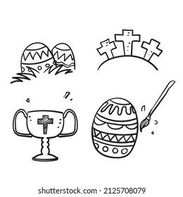 doodle dibujado a mano feliz día de Pascua de Pascua feliz conjunto de iconos vectorial aislado