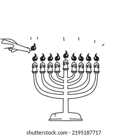 hand drawn doodle happy hanukkah illustration vector isolated