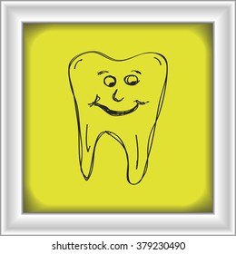 Hand drawn doodle of a happy tooth