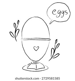 Dibujado a mano Doodle duro huevo hervido ilustración para el diseño de comida de desayuno
