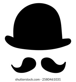 Hand drawn doodle hat and mustache isolated on white background. Vector illustration.