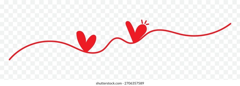 Dibujado a mano doodle corazón continuo de una línea, corazón Clipart, corazón de amor, forma de corazón caligráfico, cinta, símbolo, divisor de texto, aislado en fondo blanco. Diseño de la mejor calidad. EPS 10.