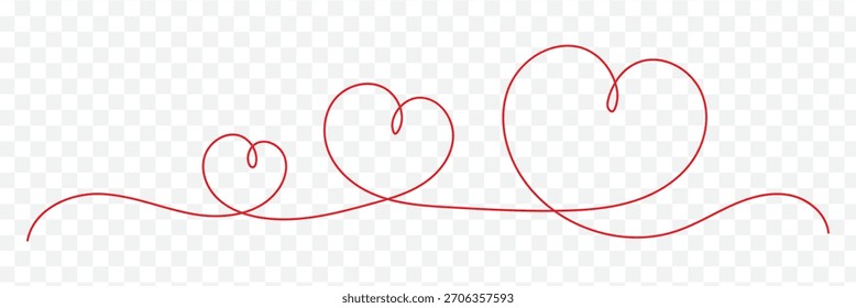 Dibujado a mano doodle corazón continuo de una línea, corazón Clipart, corazón de amor, forma de corazón caligráfico, cinta, símbolo, divisor de texto, aislado en fondo blanco. Diseño de la mejor calidad. EPS 10.