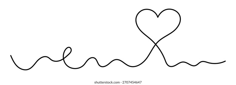 Dibujado a mano doodle corazón continuo de una línea de dibujo, Clipart de corazón, corazón de amor, forma de corazón caligráfico
