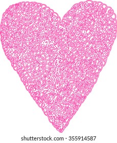 Hand drawn doodle heart on transparent background