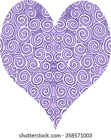 Hand drawn doodle heart on white background