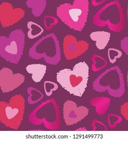 Hand drawn doodle heart pattern background