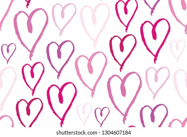 Hand drawn doodle heart pattern background