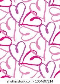Hand drawn doodle heart pattern background