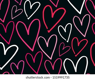 Hand drawn doodle heart pattern background wallpaper textile fabric