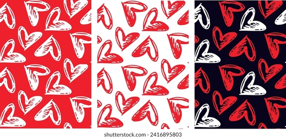 Hand drawn doodle heart pattern background. Love you pattern. 100% vector file