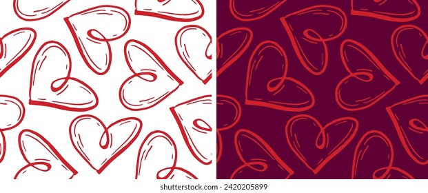 Hand drawn doodle heart pattern background. Love you pattern. 100% vector file