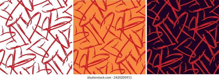 Hand drawn doodle heart pattern background. Love you pattern. 100% vector file
