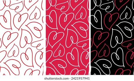 Hand drawn doodle heart pattern background. Love you pattern. 100% vector file
