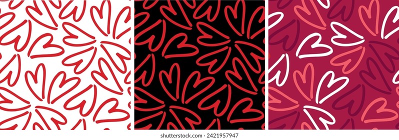 Hand drawn doodle heart pattern background. Love you pattern. 100% vector file