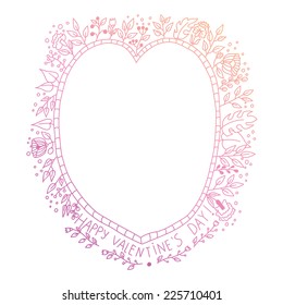 Hand Drawn Doodle Heart Shaped Floral Frame