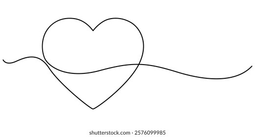 Hand drawn doodle heart. Stroke is editable so you can make it thiner or thicker. Continuous seamless line art drawing, Heart shape outline, Continuous line icon, One line  Drawing or illustration. 