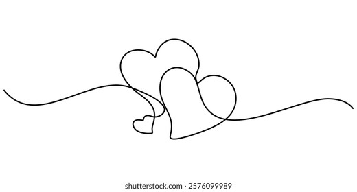 Hand drawn doodle heart. Stroke is editable so you can make it thiner or thicker. Continuous seamless line art drawing, Heart shape outline, Continuous line icon, One line  Drawing or illustration. 