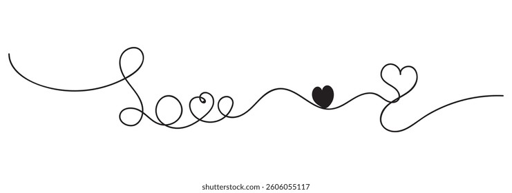 Hand drawn doodle heart. Stroke is editable so you can make it thiner or thicker. Continuous seamless line art drawing. 