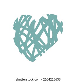 Corazón de garabatos dibujado a mano. Ilustración vectorial del símbolo de amor