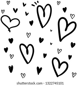 Hand drawn doodle hearts