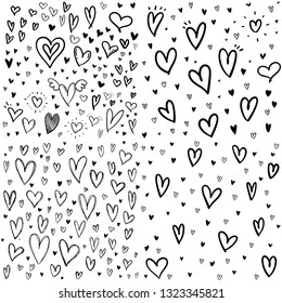 Hand drawn doodle hearts