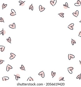 Hand drawn doodle hearts round pattern. Perfect for greeting card and prints. Vector illustration for decor and design.


