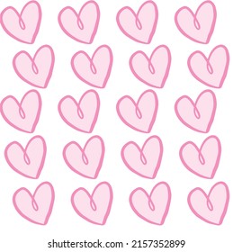 Hand drawn doodle hearts seamless pattern. Valentine's day heart illustrations texture background.