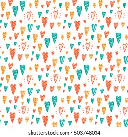Hand drawn doodle Hearts Seamless pattern. Valentine's day. Valentine background Vector illustration