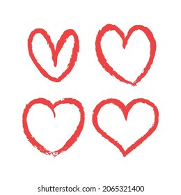 Hand drawn doodle hearts. Set of heart illustrations for valentine's day decoration. Love sketches.