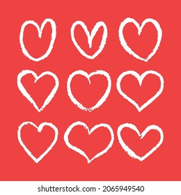 La mano dibujó corazones de garabatos. Conjunto de ilustraciones del corazón para la decoración del día de San Valentín. Dibujos de amor.