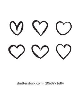 Hand drawn doodle hearts. Set of heart illustrations for valentine's day decoration. Love sketches.
