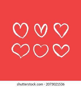 La mano dibujó corazones de garabatos. Conjunto de ilustraciones del corazón para la decoración del día de San Valentín. Dibujos de amor.