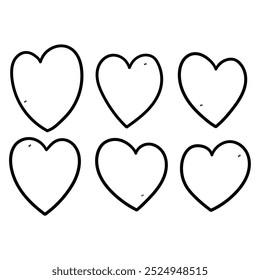 Hand drawn doodle hearts set isolated on white background. Vector illustration.