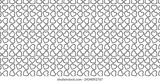 hand drawn doodle Hearts shape black line seamless pattern heart on white Abstract background vector illustration