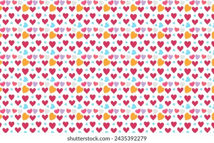 hand drawn doodle Hearts shape red line seamless pattern heart on white Abstract background vector illustration