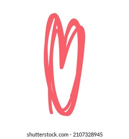 La mano dibujó corazones de garabatos. Ilustración vectorial del símbolo de amor