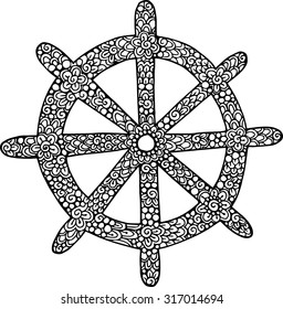 Hand drawn doodle helm illustration decorated with abstract ornaments