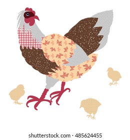 Hand drawn doodle hens and chickens Vector illustration