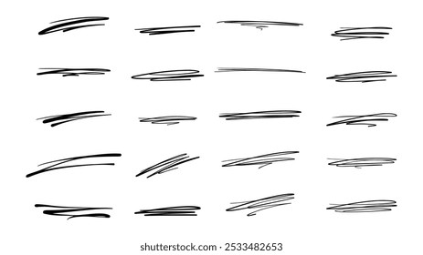 Sublinhados de Realce de Rabisco Desenhados à Mão