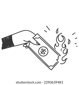 símbolo de la quema del dinero dibujado a mano con doodle