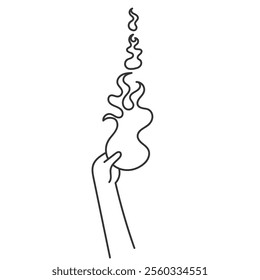 hand drawn doodle  hand holding fire flame illustration