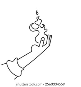 hand drawn doodle  hand holding fire flame illustration