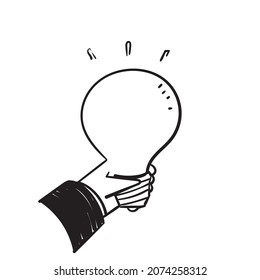 handgezeichnete Hand, die eine Lampe hält, Vektorgrafik einzeln