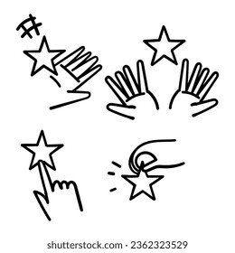 hand drawn doodle hand holding star shape illustration vector