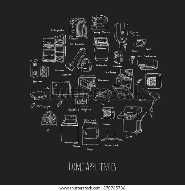 Hand Drawn Doodle Home Appliance Vector Stock Vector Royalty Free 370765736 Shutterstock 1694