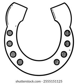 Hand drawn doodle horseshoe casino icon isolated on a white background. Vector illustration.